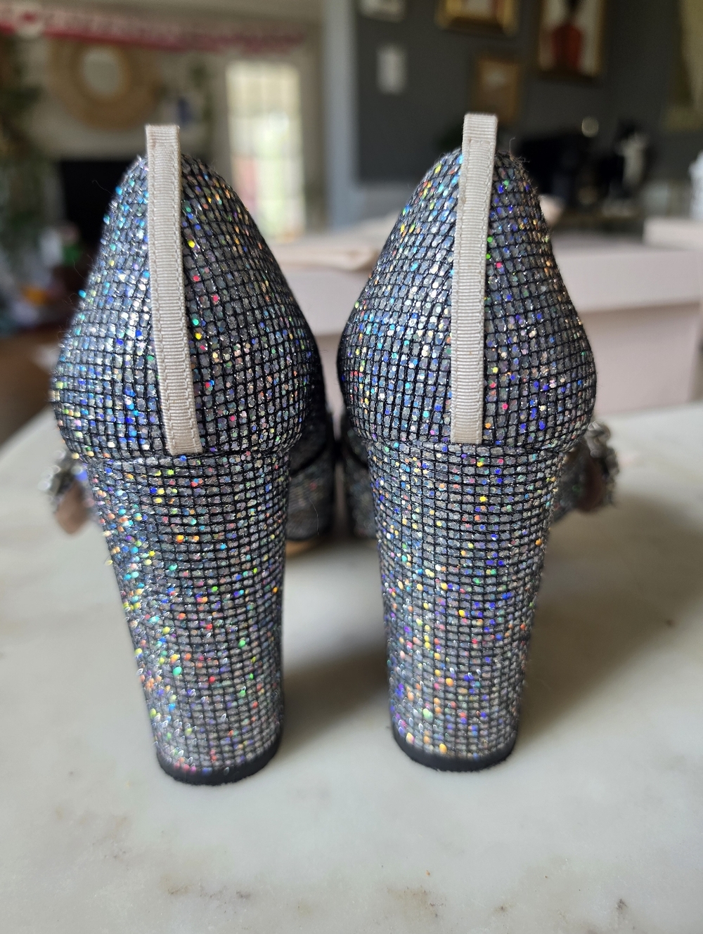SJP By Sarah Jessica Parker Women's Celine Embellished Block Heel Pumps Size 7.5 - Picture 4 of 8